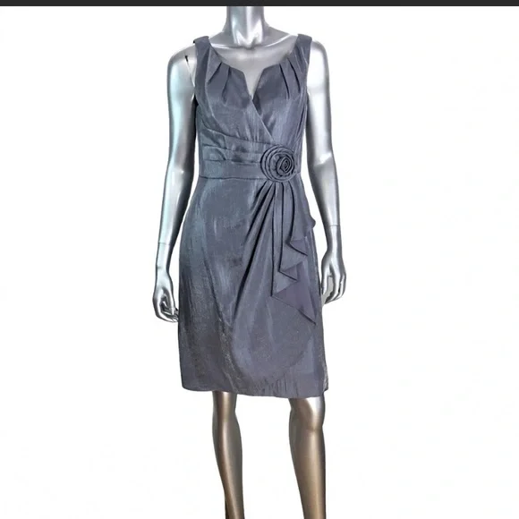 Adrianna Papell | Dresses | Adrianna Papell Metallic Faux Wrap Cocktail  Dress | Poshmark